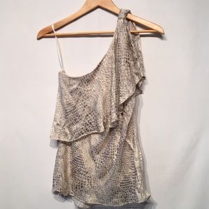 White House Black Market One Shoulder Blouse Sz 4